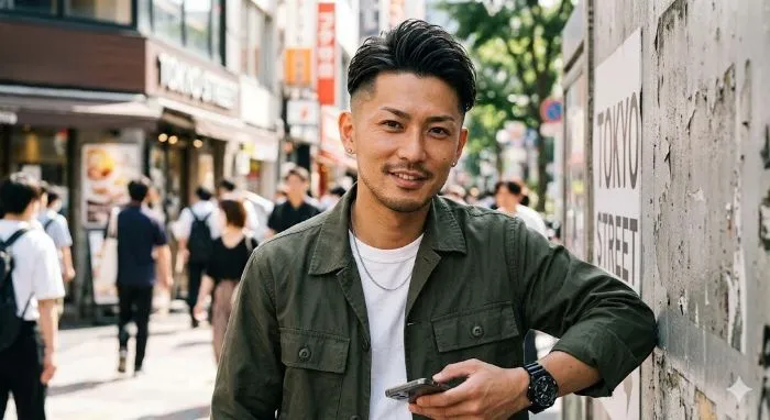 アップバング2ブロックフェードカットの写真